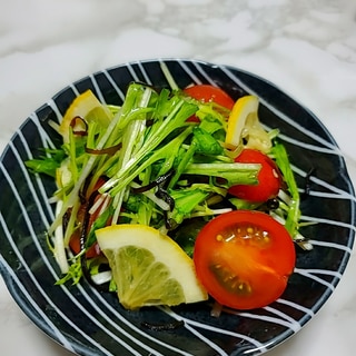 水菜とトマトの塩昆布レモン和え